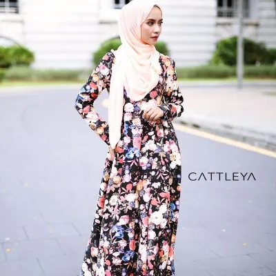 ALISHA DRESS - ORANGE BLACK FLORAL (4)